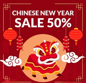 新年元素灯笼促销牛剪纸牛