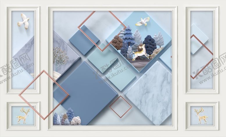 编号：25288010050005233093【酷图网】源文件下载-欧式影视墙拼接