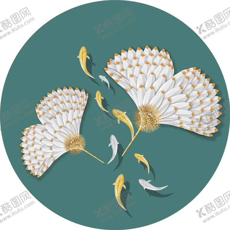 编号：49687509241352178650【酷图网】源文件下载-游鱼花卉时尚装饰画挂画