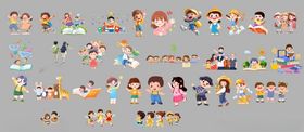 多样卡通人物学生儿童插画集合