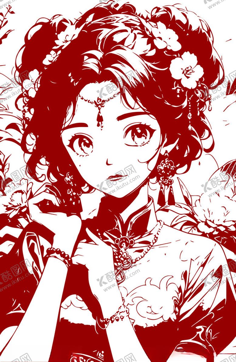 编号：81433202201028077645【酷图网】源文件下载-剪纸美女