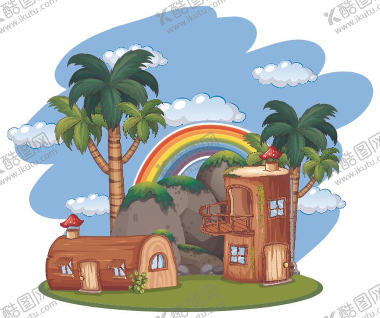编号：34181909231309391786【酷图网】源文件下载-卡通蘑菇屋