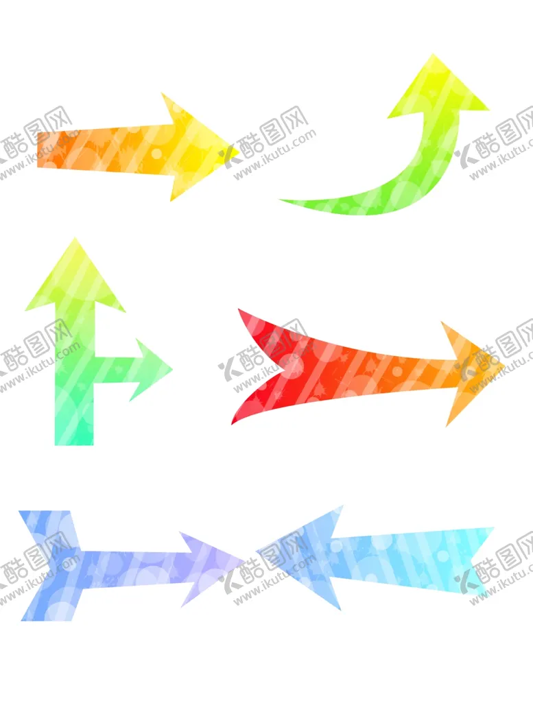 编号：43802306292000297435【酷图网】源文件下载-手绘时尚彩色渐变上下左右箭头