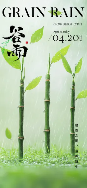 谷雨海报二十四节气发芽下