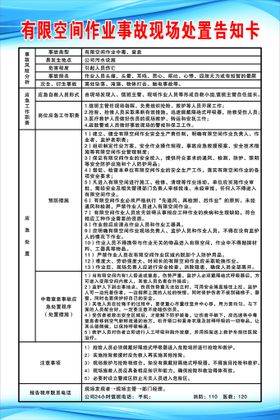 有限空间作业风险点告知卡