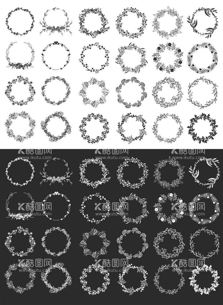 编号：18681310220505444685【酷图网】源文件下载-精美花环花卉矢量元素