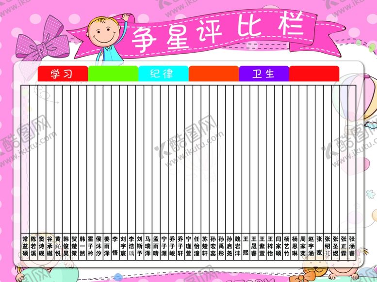 编号：97394310190459433793【酷图网】源文件下载-争星评比栏