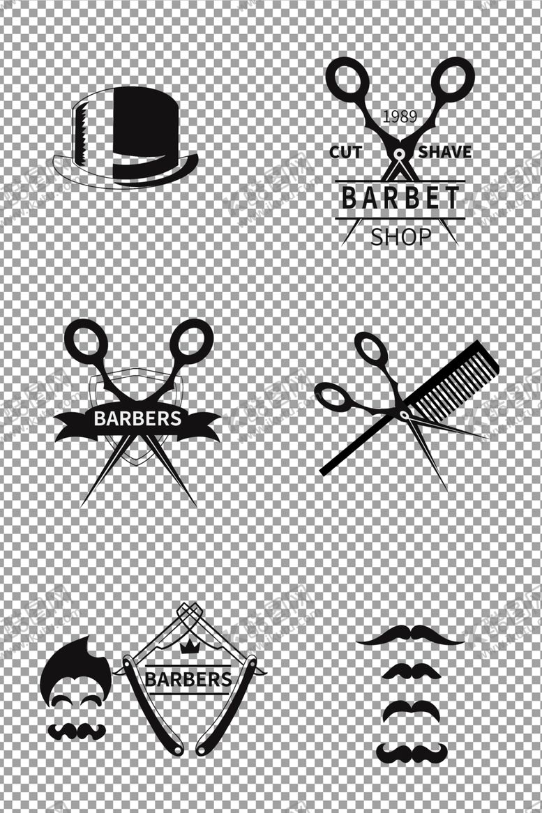 编号：39532810021859197659【酷图网】源文件下载-黑色理发图标