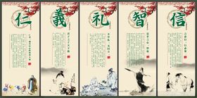 校园文化仁义礼智信学校展板