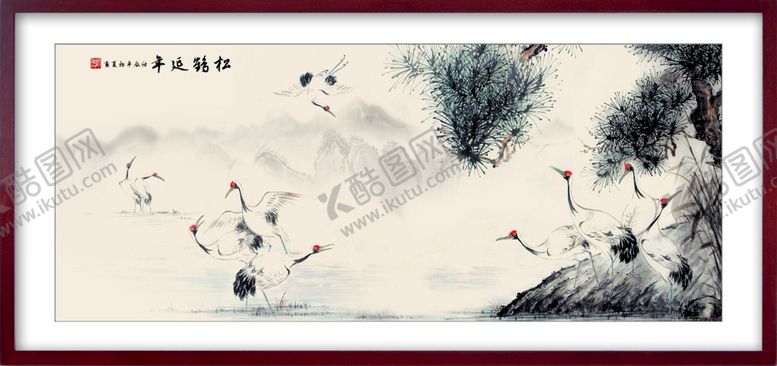 编号：52103909301623224259【酷图网】源文件下载-国画山水松鹤延年