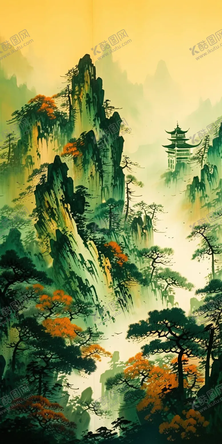 编号：48331910250549256204【酷图网】源文件下载-彩墨山水画