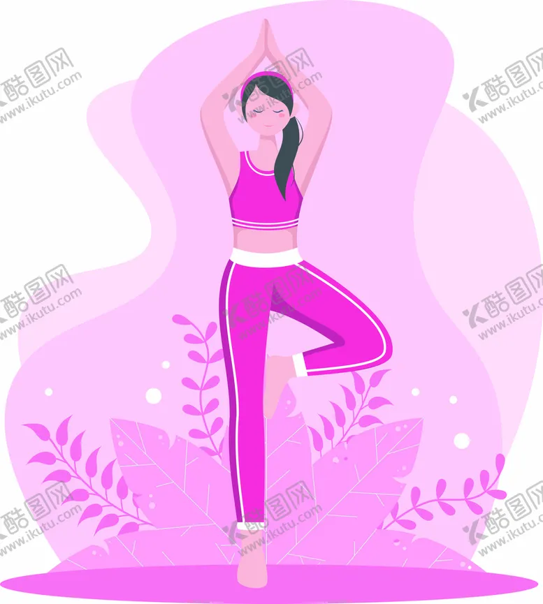 编号：89652109252340130283【酷图网】源文件下载-Ai矢量瑜伽运动插画