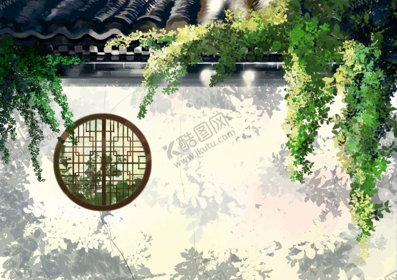 编号：74770409221136283917【酷图网】源文件下载-传统建筑墙檐屋檐插画背景