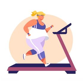 扁平化胖女生生活插画
