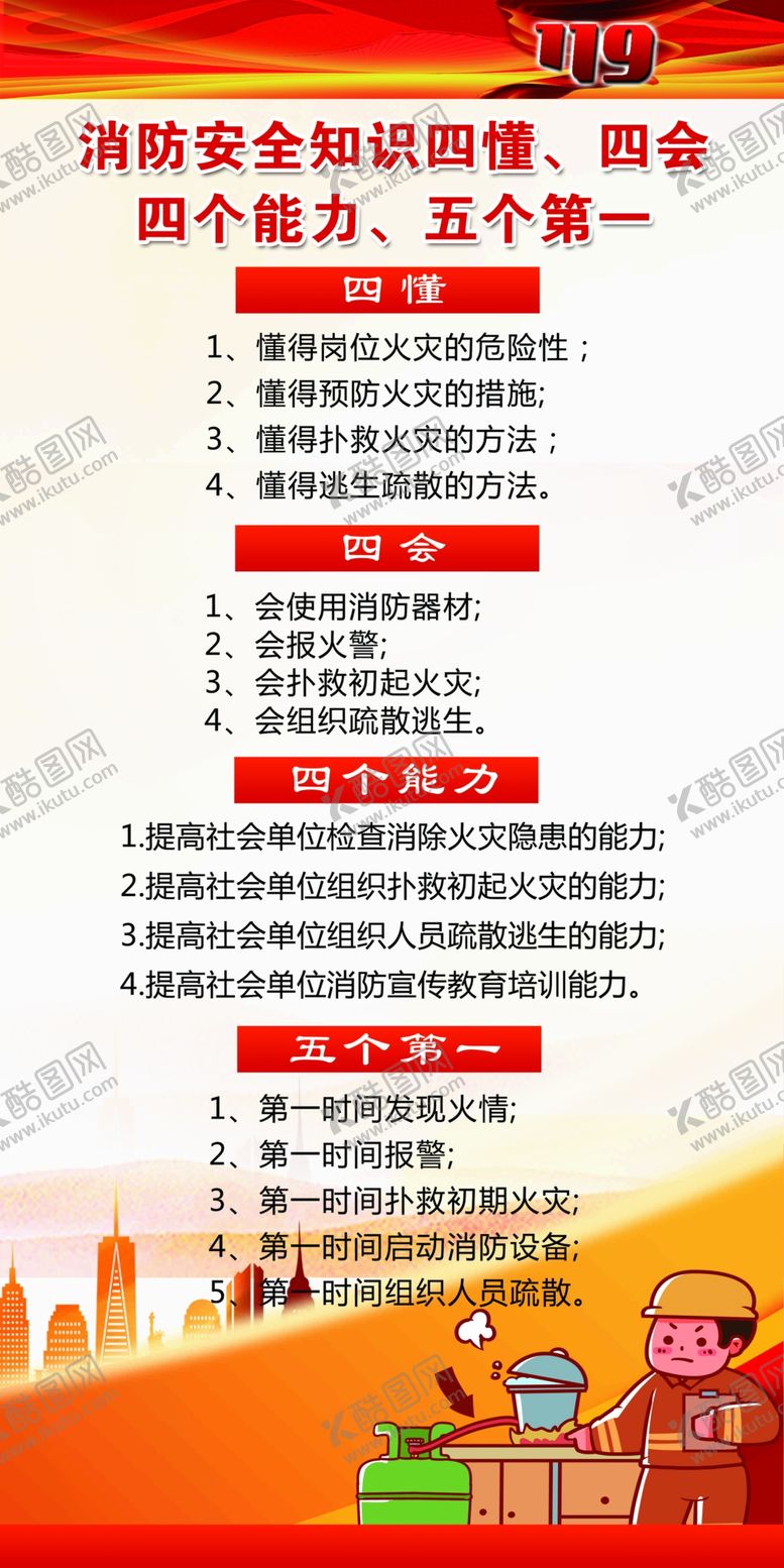 编号：90276312100608178935【酷图网】源文件下载-消防安全四懂四会四个能力