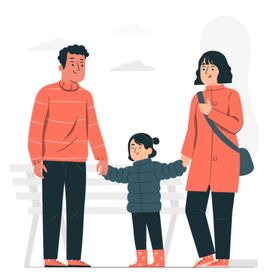 三口之家一亲人夫妻卡通人物