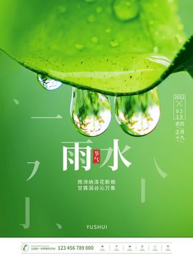 简约雨水海报