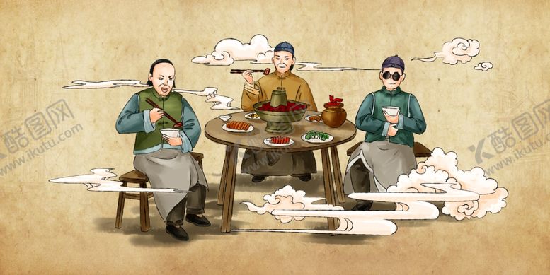 编号：49814410220339401018【酷图网】源文件下载-餐馆人物复古餐厅壁纸背景素材