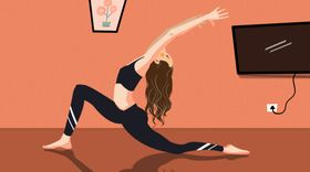 瑜伽女性健身清新插画卡通背景