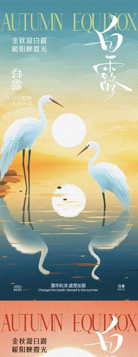 白露纹理插画系列海报