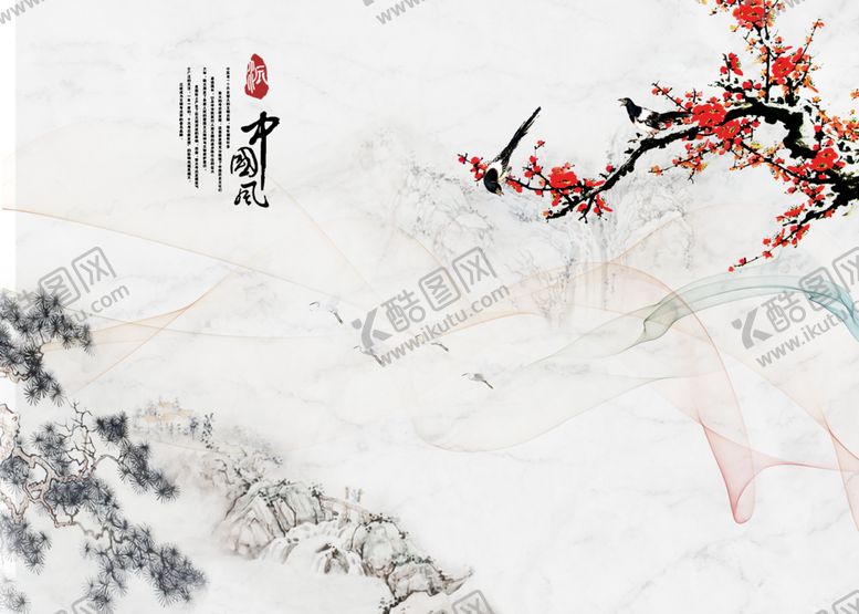 编号：10718506300631011871【酷图网】源文件下载-中国风梅花电视背景墙