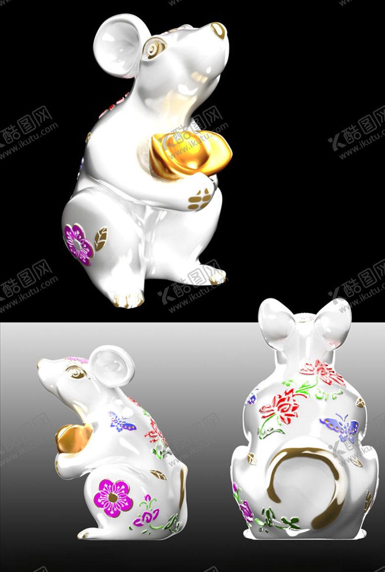 编号：59989807081248049733【酷图网】源文件下载-吉祥献财小老鼠模型