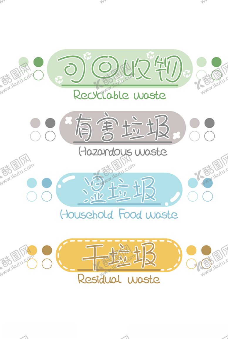 编号：62527704210813398957【酷图网】源文件下载-垃圾分类标签原创手写字体标签