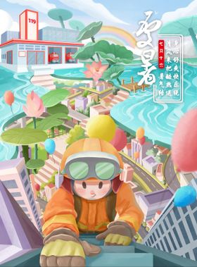 处暑节气插画海报