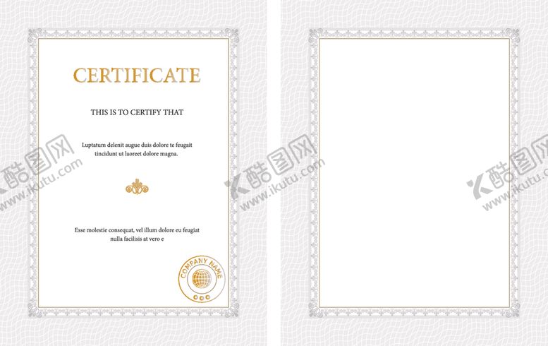 编号：68556409280953111643【酷图网】源文件下载-竖版证书防伪花纹欧式边框奖状
