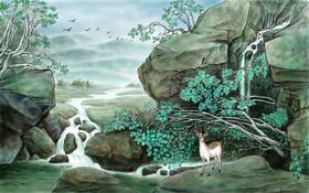 山水国风古风传统海报素材