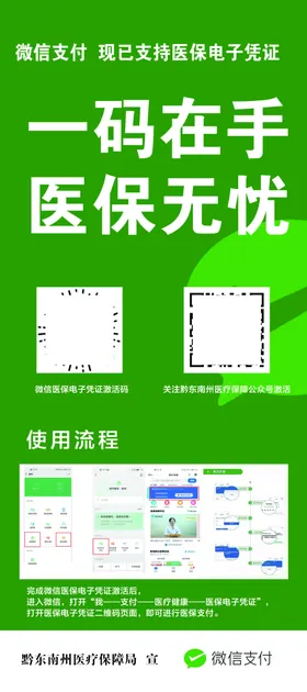 微信支付宝医保码激活流程展架