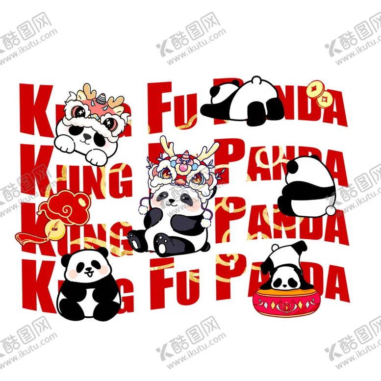 编号：98461001260205332221【酷图网】源文件下载-卡通英文锣鼓熊猫图案设计