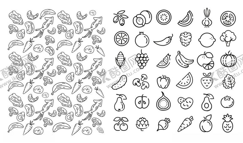 编号：42966809141627449165【酷图网】源文件下载-手绘蔬果图案集合