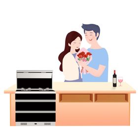 七夕节集成灶元素手绘画