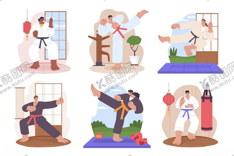 编号：50938110020656456956【酷图网】源文件下载-跆拳道插画