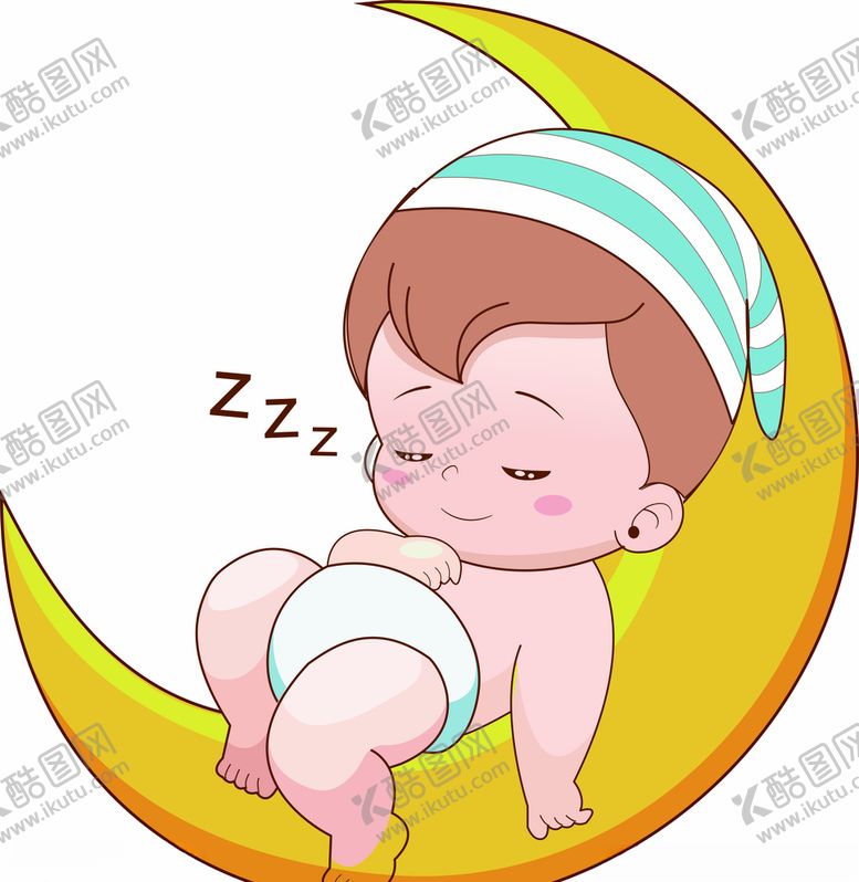 编号：86625607070358573796【酷图网】源文件下载-在月亮上睡觉的小男孩