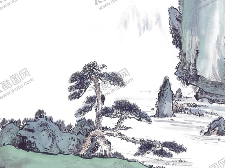 编号：60594709262316535690【酷图网】源文件下载-水墨中国风迎客松