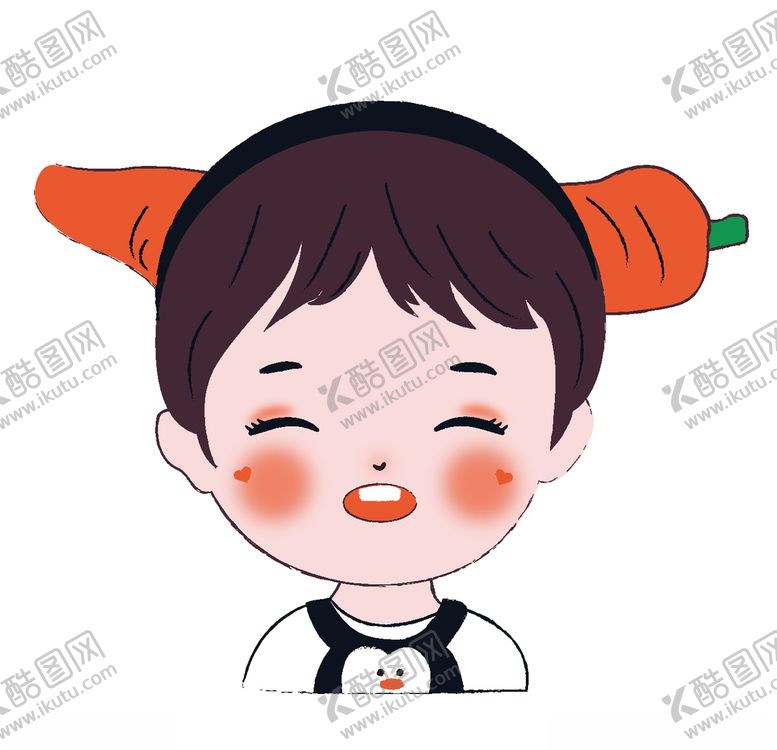 编号：83054503160632321774【酷图网】源文件下载-胡萝卜发卡小孩