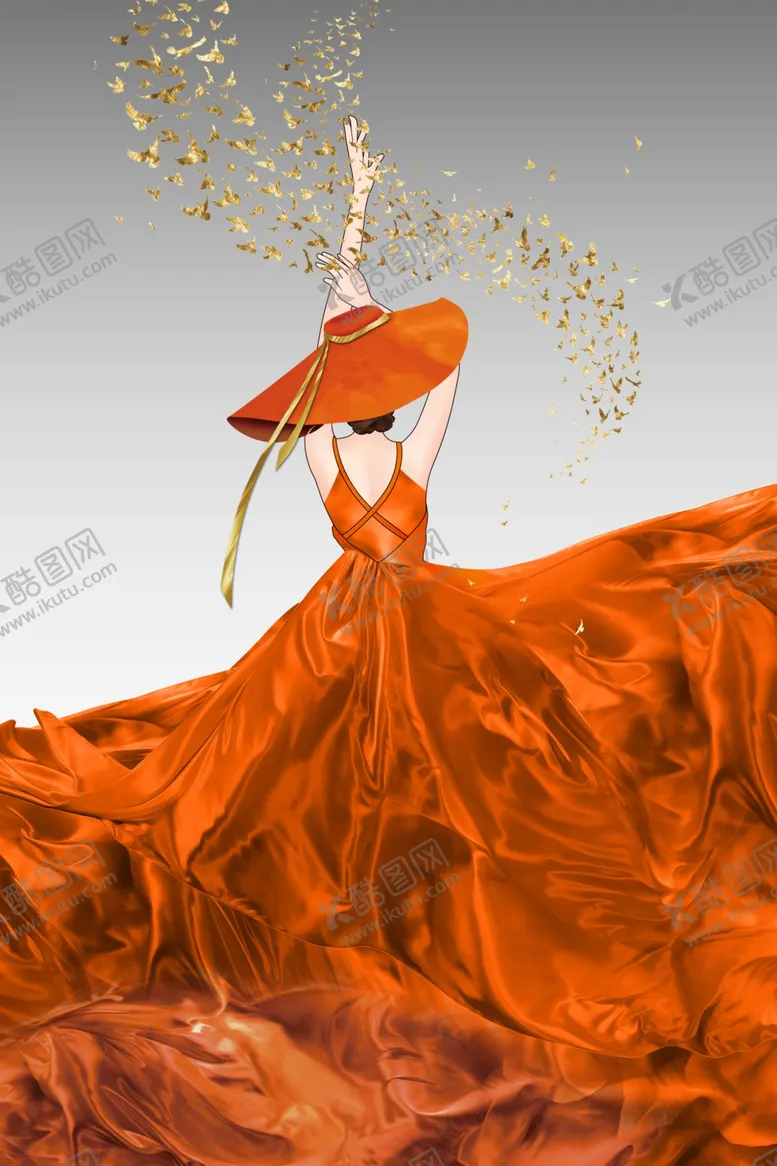 编号：47012801250539463698【酷图网】源文件下载-长裙美女高清玄关装饰画挂画