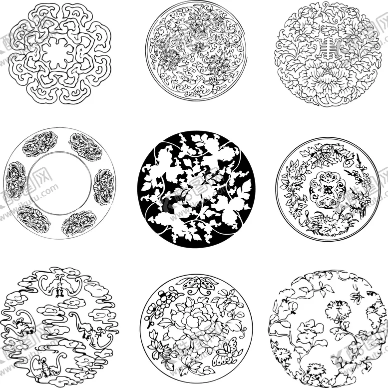 编号：14609309270842112753【酷图网】源文件下载-古典花纹描线