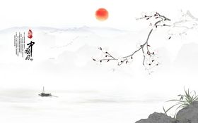 水墨山水中国风电视背景墙