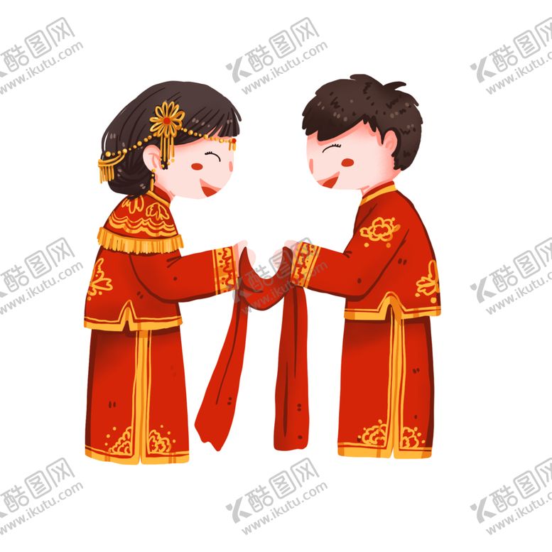 编号：49585804101831456033【酷图网】源文件下载-卡通新郎新娘PNG免扣素材