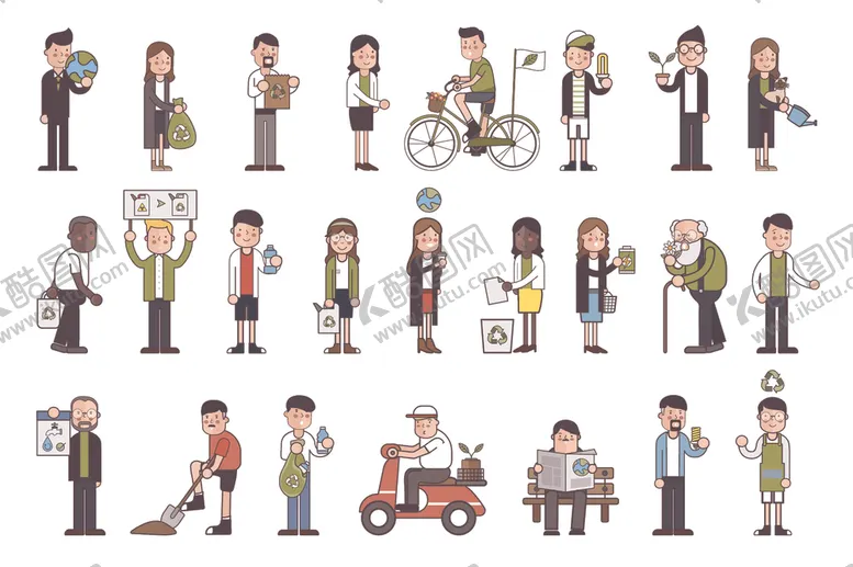 编号：10233211021128153388【酷图网】源文件下载-多样职业人物插画集合