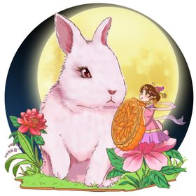 中秋插画   可爱卡通兔子
