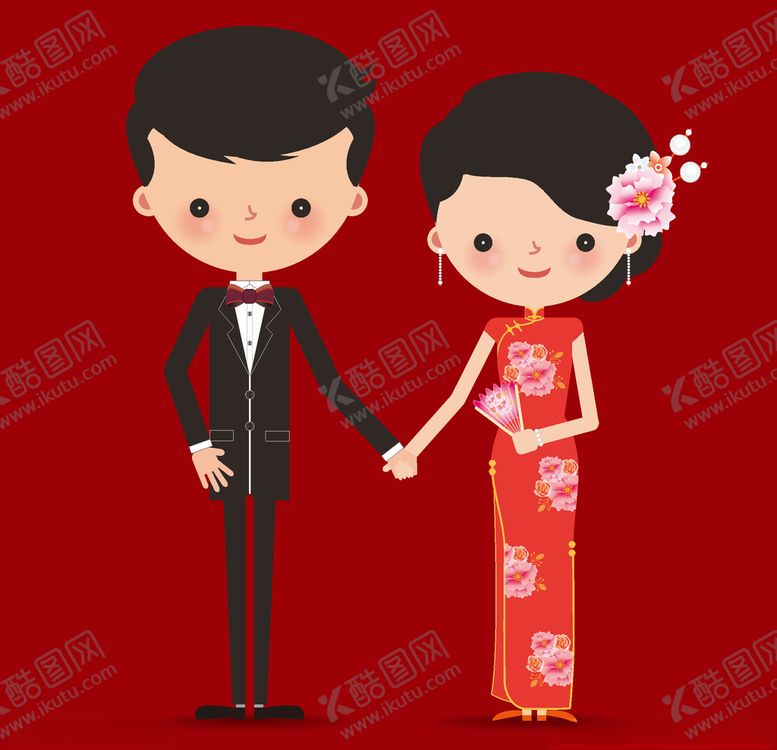 编号：70978506172253443371【酷图网】源文件下载-卡通中式婚礼