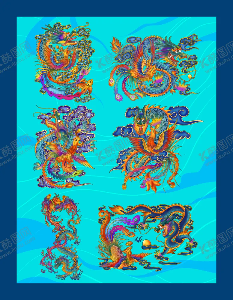 编号：25683502170144243355【酷图网】源文件下载-龙凤纹龙凤图腾龙凤矢量图