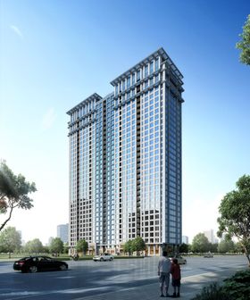 办公楼建筑室外小区高层效果图