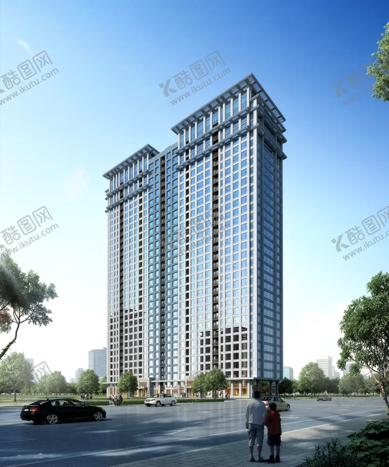 编号：89612609221010355960【酷图网】源文件下载-办公楼建筑室外小区高层效果图