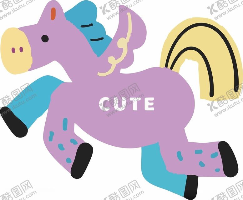 编号：17278304041425462273【酷图网】源文件下载-可爱紫色小马插画