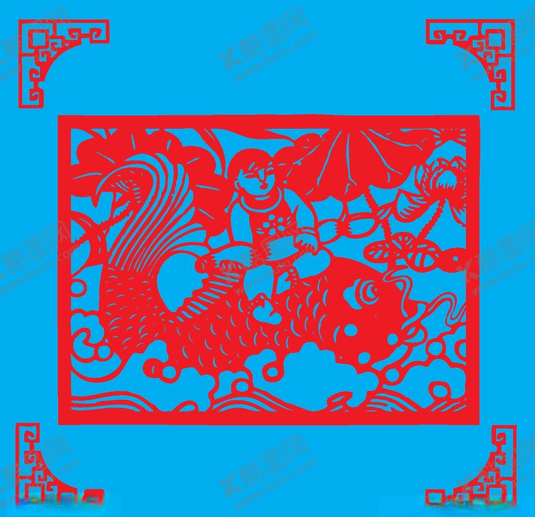 编号：15675709281110163443【酷图网】源文件下载-吉庆有余剪纸